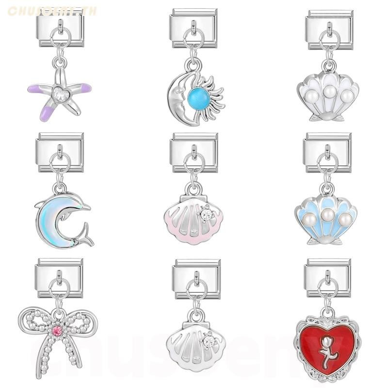 ยอดนิยม Sliver จี้เพื่อนที่ดีที่สุดพ่อดอกไม้อิตาเลี่ยน Charm Links Fit 9 มม.สร้อยข้อมือสแตนเลสทําเครื่องประดับ