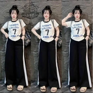 ชุดเซ็ต 2 ชิ้น เสื้อ+กางเกง S283 งานสกรีนลาย กางเกงทรงกระบอก เอวยางยืด มีกระเป๋าข้าง ผ้าหนังไก่ พร้อมส่ง