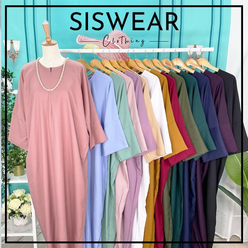 SISWEAR Aina Kaftan (ฟรีไซส์) ชุดเดรส Como Crepe Muslimah นุ่ม (S ถึง 2XL) เดรสยาว เดรสหรูหรา Jubah 