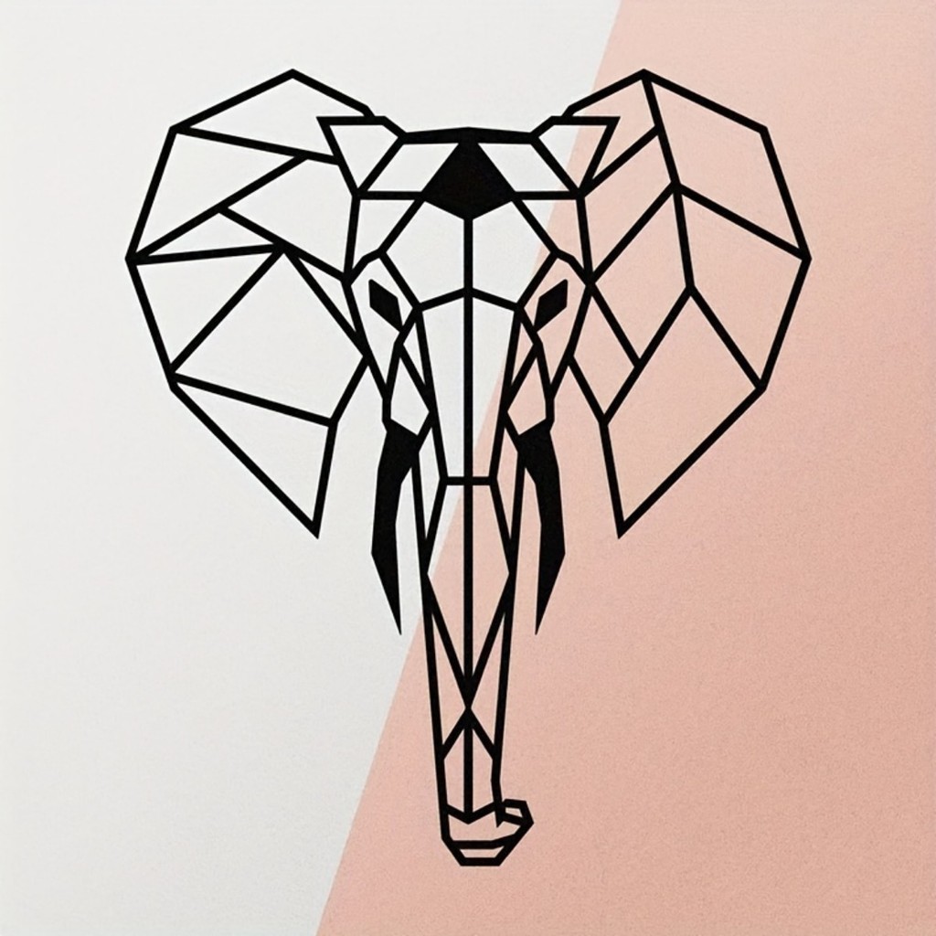 Cifbuy หัวช้างโลหะ Wall Art Wall Decor, โลโก้ช้างเรขาคณิต Wall Decor Art, ห้องนั่งเล่น Wall Art ช้าง