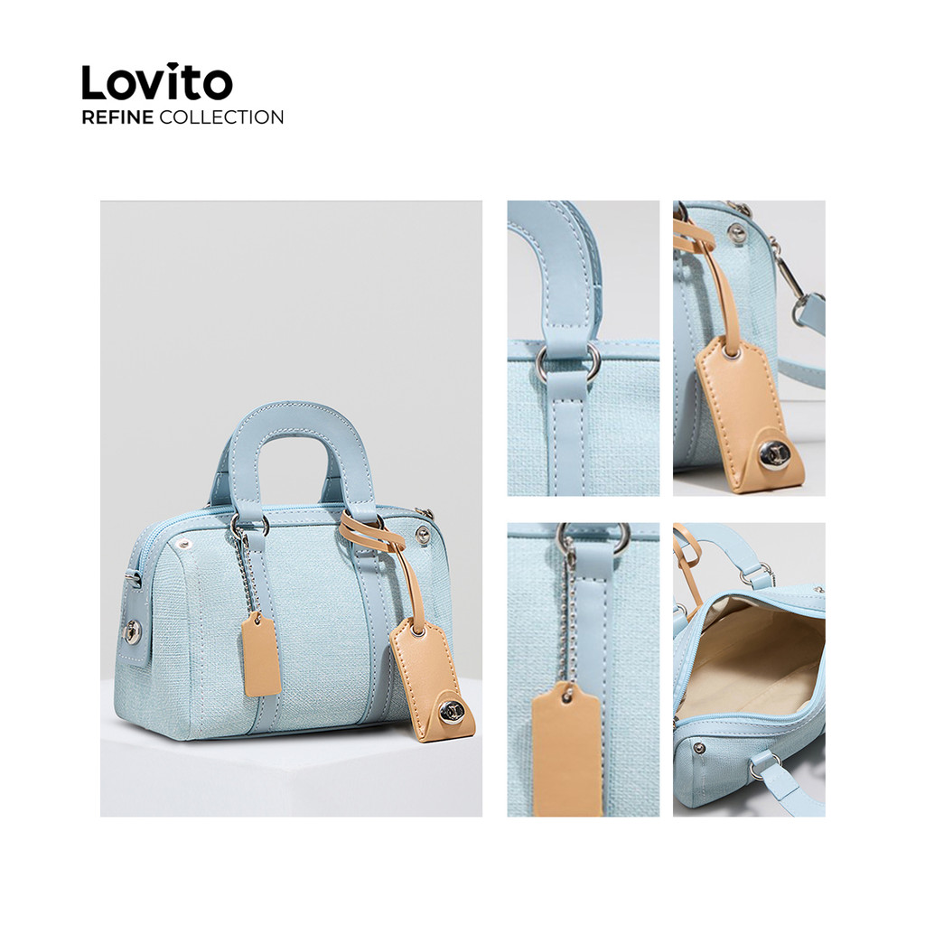 (Lovito Refine) กระโหลกกระโหลกย้อนยุคซิปบอสตันกระเป๋าความจุขนาดใหญ่กระเป๋าสะพายขนาดเล็กสำหรับผู้หญิง LFA50540