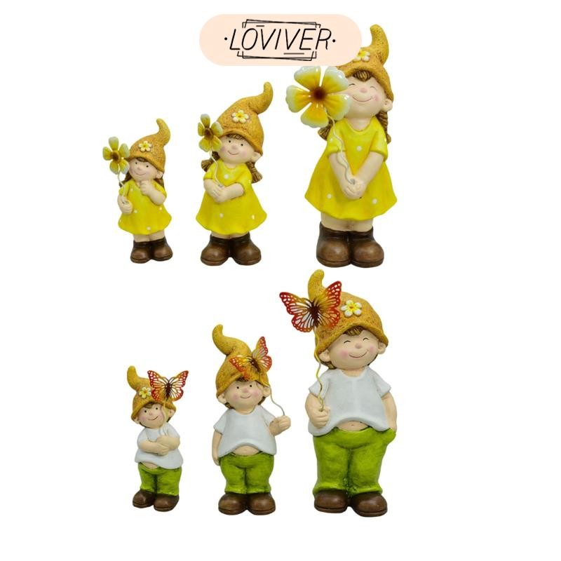LOVIVER 3ชิ้นตกแต่งสวนเครื่องประดับรูปปั้นกลางแจ้งรูปกลางแจ้ง