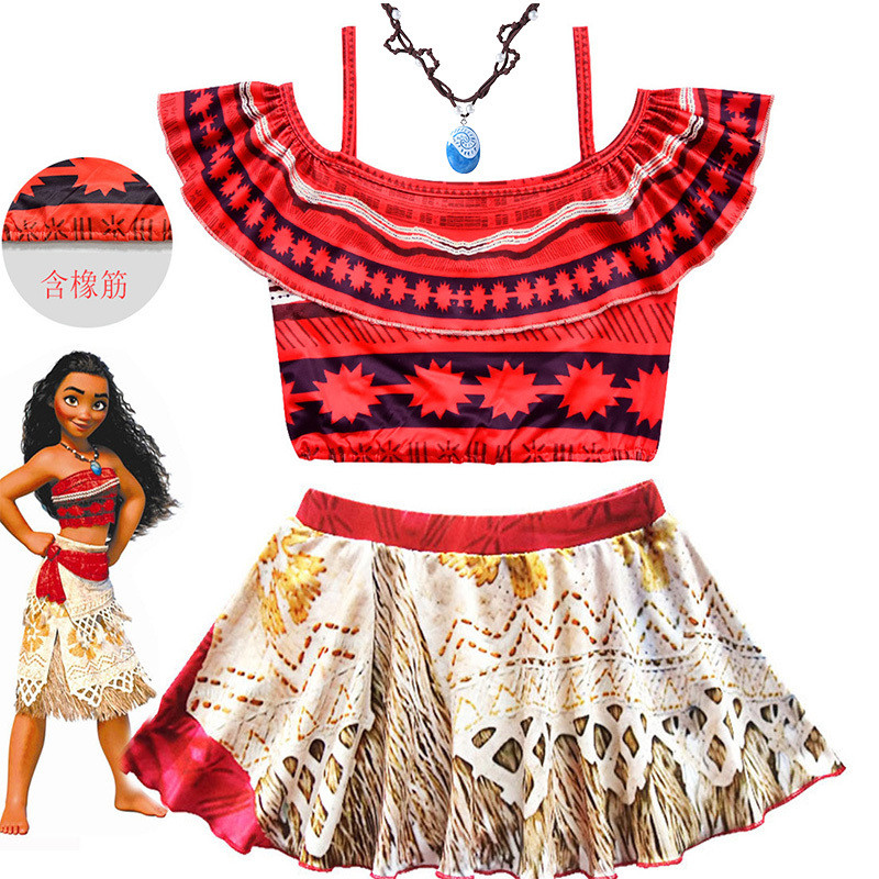 Moana Beach Girl ชุดบิกินี่กระโปรง Moana 3.5 ชุดว่ายน้ําเด็ก Ocean Female