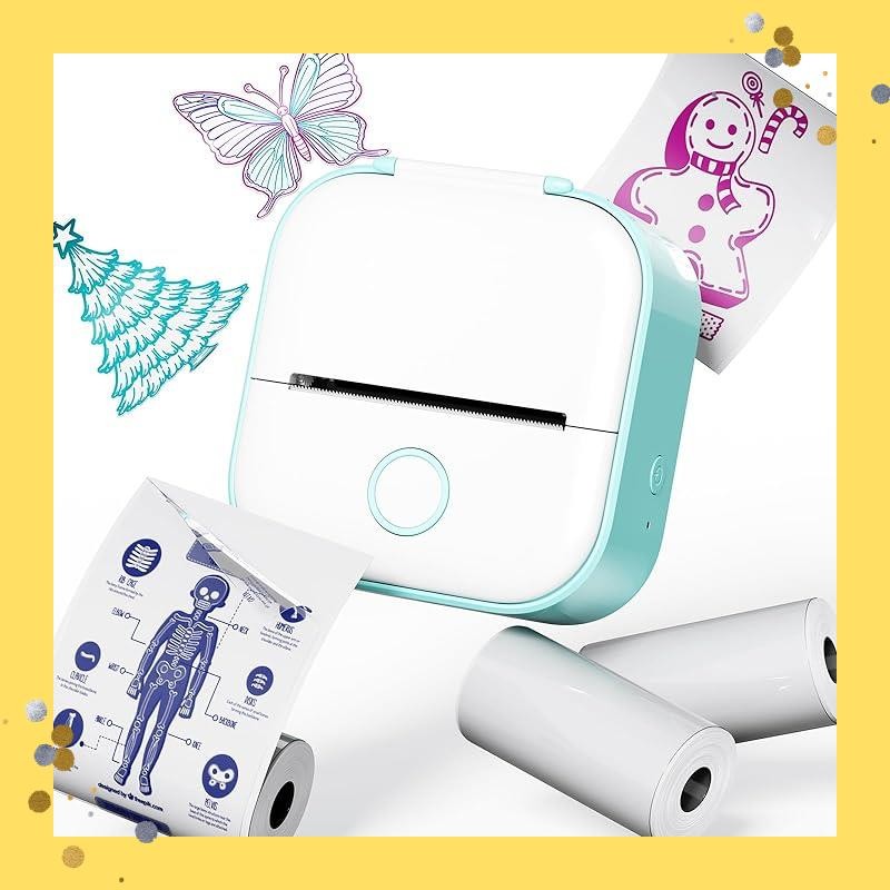 Memoqueen Mini Printer T02 Pocket Printer Mini Printer Mobile Printer Thermal Printer Mini Printer S