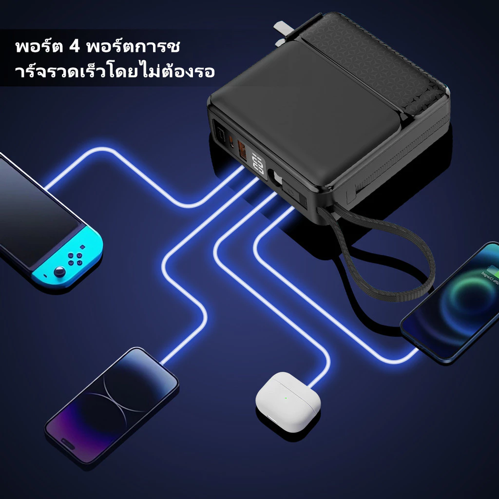 LUOBR P209-1 ย้ายแหล่งจ่ายไฟ 20000mAh PowerBank PD22.5W fast charging มีสายชาร์จในตัว รับประกัน 1 ปี thumbnail 8
