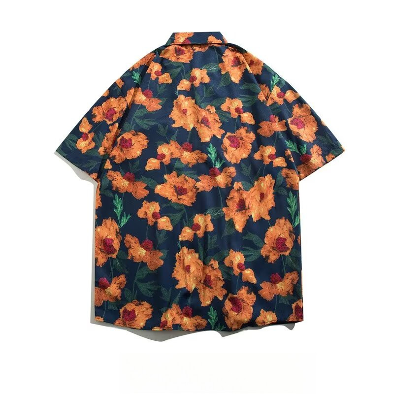 ภาพสีน้ํามัน ย้อนยุค บาล์ม พิมพ์เสื้อสไตล์ฮ่องกงแขนสั้นเสื้อขี้เกียจ