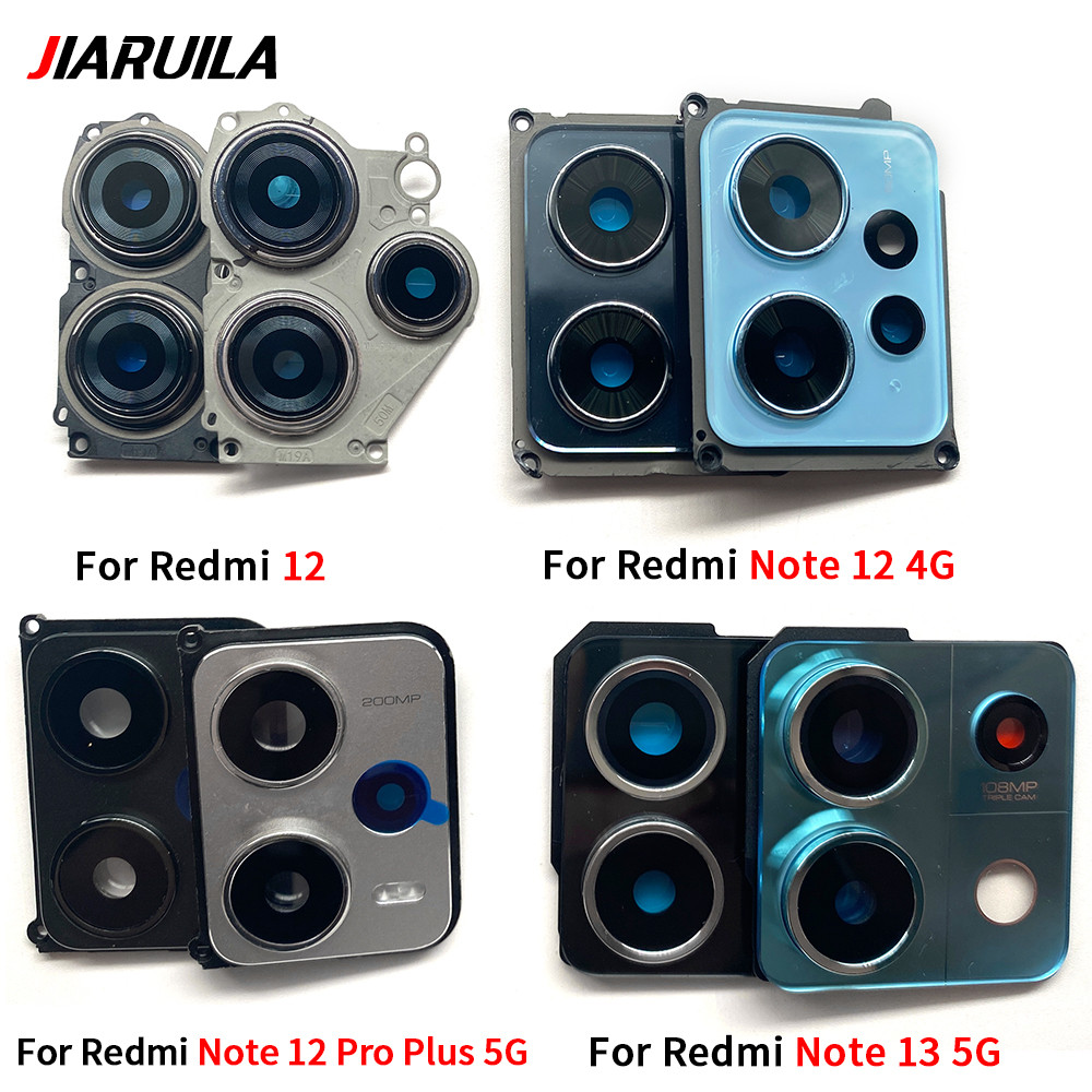 ใหม่ ของแท้ ฝาครอบเลนส์กล้องด้านหลัง พร้อมกรอบกาว สําหรับ Xiaomi Redmi Note 13 Pro 12  Plus 5G 4G สินค้าพร้อมส่ง