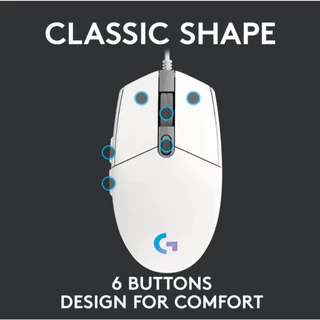 Logitech G102 LIGHTSYNC Gaming Mouse 8,000 DPI (เมาส์เกมมิ่ง ปุ่มมาโคร 6 ปุ่ม ตั้งค่าความเร็วได้ 5 ระดับ พร้อมไฟ RGB)