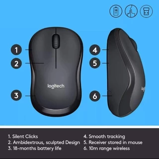 Logitech M220 Silent Wireless Mouse Charcoal 1000 DPI (เมาส์)