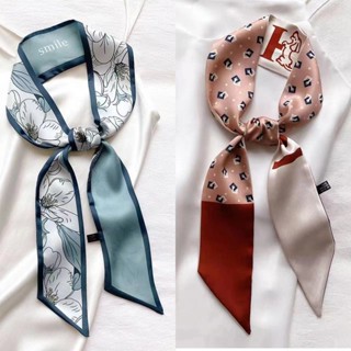 ผ้าพันคอผ้าไหมขนาดเล็กสไตล์ฝรั่งเศสสำหรับผู้หญิง พร้อมลายระด…