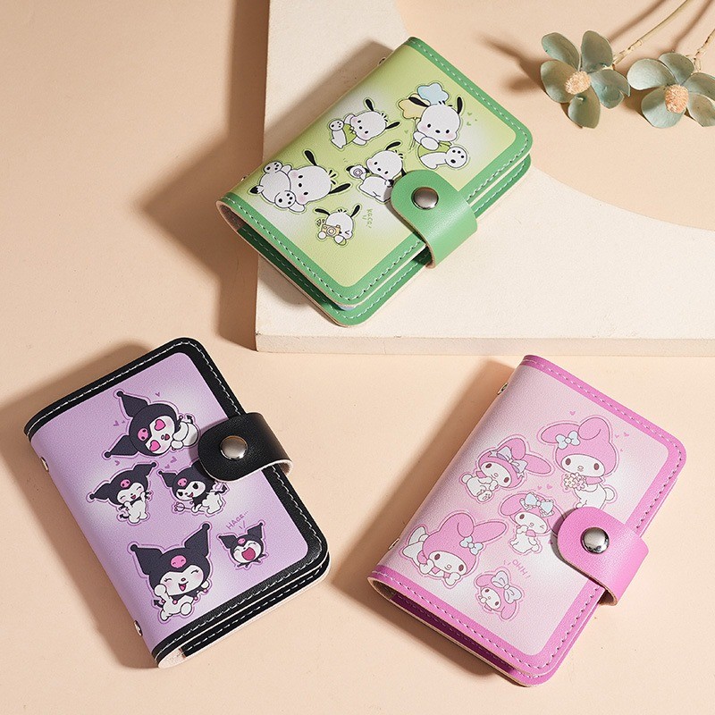 Kawaii Hello Kitty Card Bag My Melody Kuromi น่ารักการ์ตูน Translucence Card Slot คลิปบัตรเครดิต