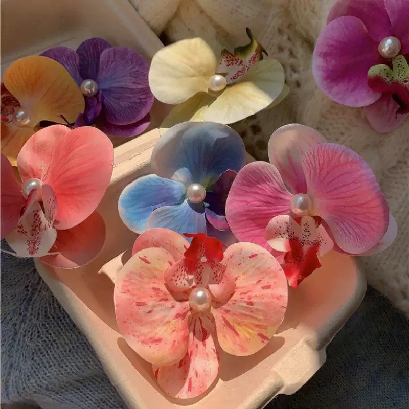 แฟชั่นเกาหลีที่มีสีสันกล้วยไม้คลิปผมผู้หญิงหวานเรียบกิ๊บอุปกรณ์ผม