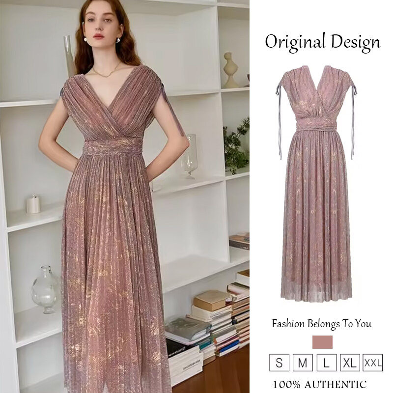 ZYHT เดรสผู้หญิง เดรส สีชมพู เดรส ทรงเอ  เดรส ผ้าตาข่าย  เดรสทำงาน เดรสไฮโซ เดรสไปงานแต่ง เดรสออกงาน