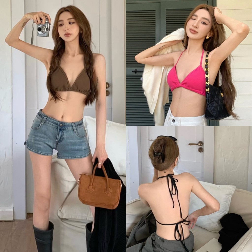 🌊Bonnie🌊เสื้อไปทะเล มีฟองน้ำ ผ้าดีมาก เสื้อบิกินี่ เซ็กซี่ ⛱จัดส่งจากประเทศไทย หลากสี🍹