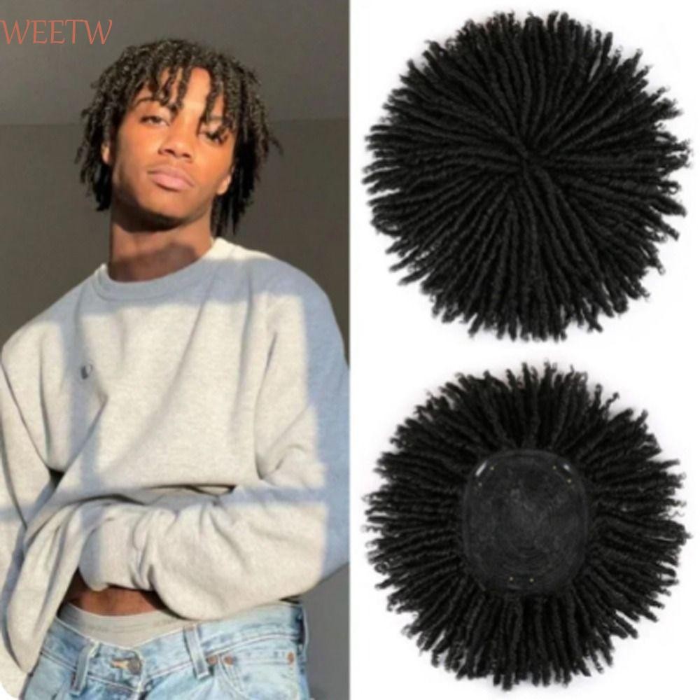 Wew วิกผม Topper Afro โครเชต์ Braids ถักครึ่งวิกผม 6 นิ้ว คลิปทําด้วยมือ วิกผมสั้น Dreads สําหรับชายผู้หญิง