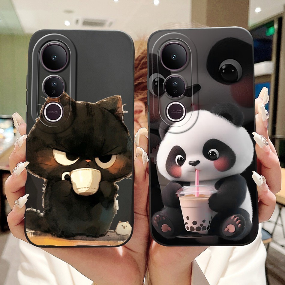 สําหรับ Vivo V50 Lite / V50 V2427 เลนส์ป้องกันกรณี Vivo V 50 V50lite 5G กระต่ายน่ารักแพนด้าการ์ตูนซิลิโคนอ่อนนุ่มกรณี