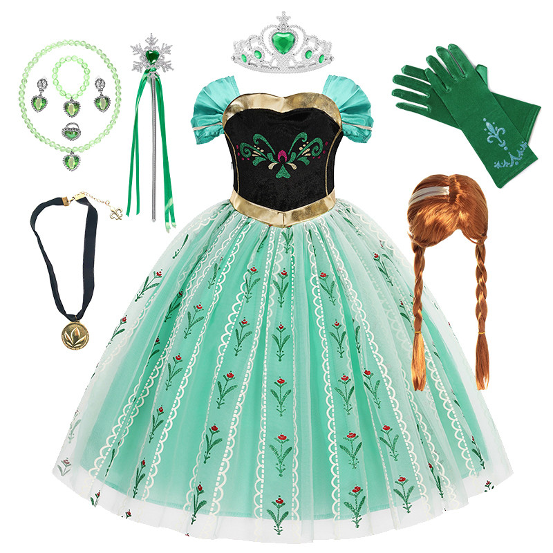 Anna ชุดเจ้าหญิง Ball Gown สําหรับเด็กวันเกิดเด็กฮาโลวีน Carnival คอสเพลย์เครื่องแต่งกาย