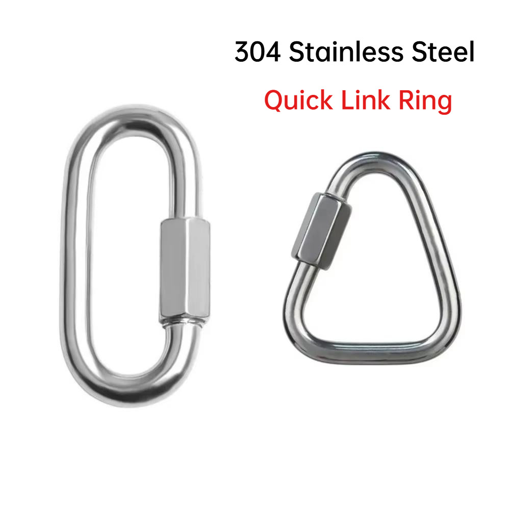 1 ชิ้น 304 สแตนเลสรูปไข่สามเหลี่ยม Carabiner แหวนเชื่อมต่อ Quick Link ล็อค Rock Climbing อุปกรณ์รักษาความปลอดภัยเครื่องมือกลางแจ้ง
