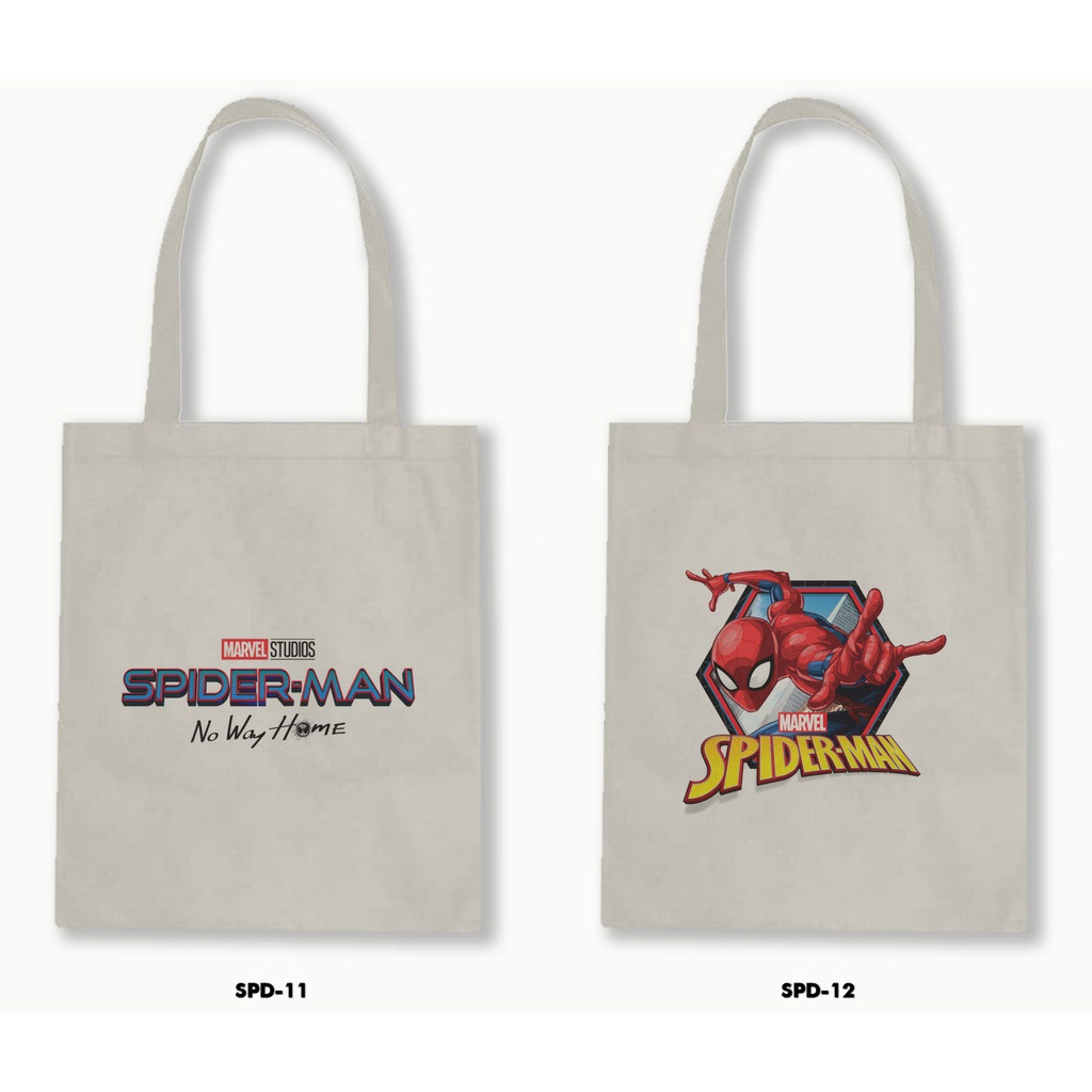 กระเป๋าผ้าแคนวาสแฟชั่นลายสไปเดอร์แมน ความจุขนาดใหญ่และกระเป๋าพกพา