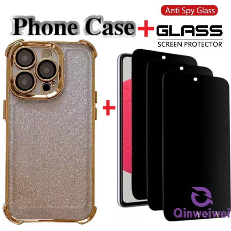 2in1 หรูหราปลอก + Anti Spy ความเป็นส่วนตัวกระจกนิรภัยสําหรับ Huawei Nova Y9 Y9S 9se Honor X8C X7C X8