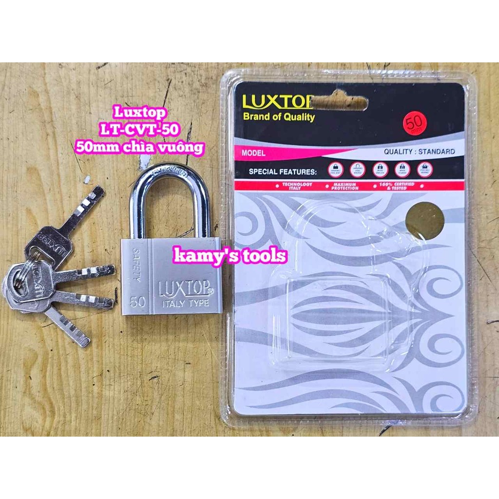 Luxtop LT-CVT-50 4-key 5F 50mm กุญแจสี่เหลี่ยม ล็อคสีขาว