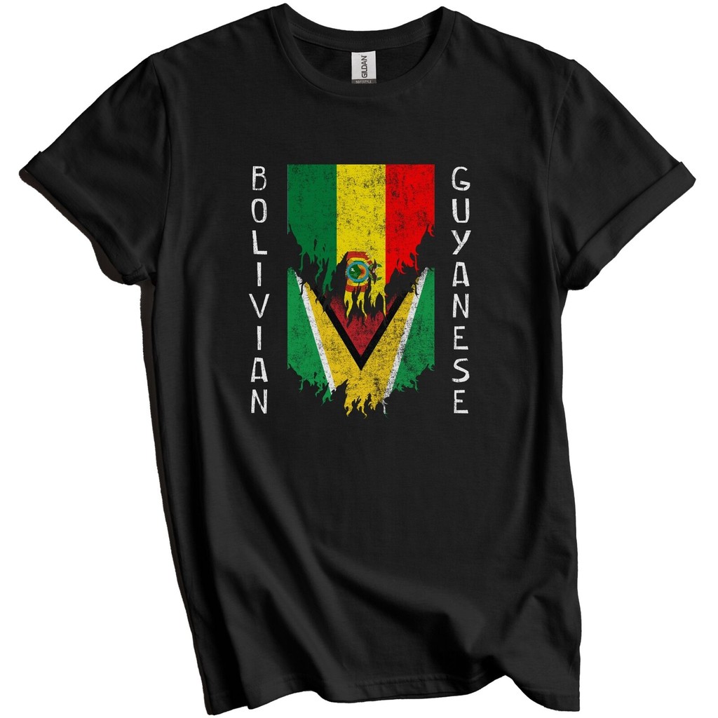 Bolivian Guyanese Flags Ripped Torn Bolivia Guyana เสื้อยืด