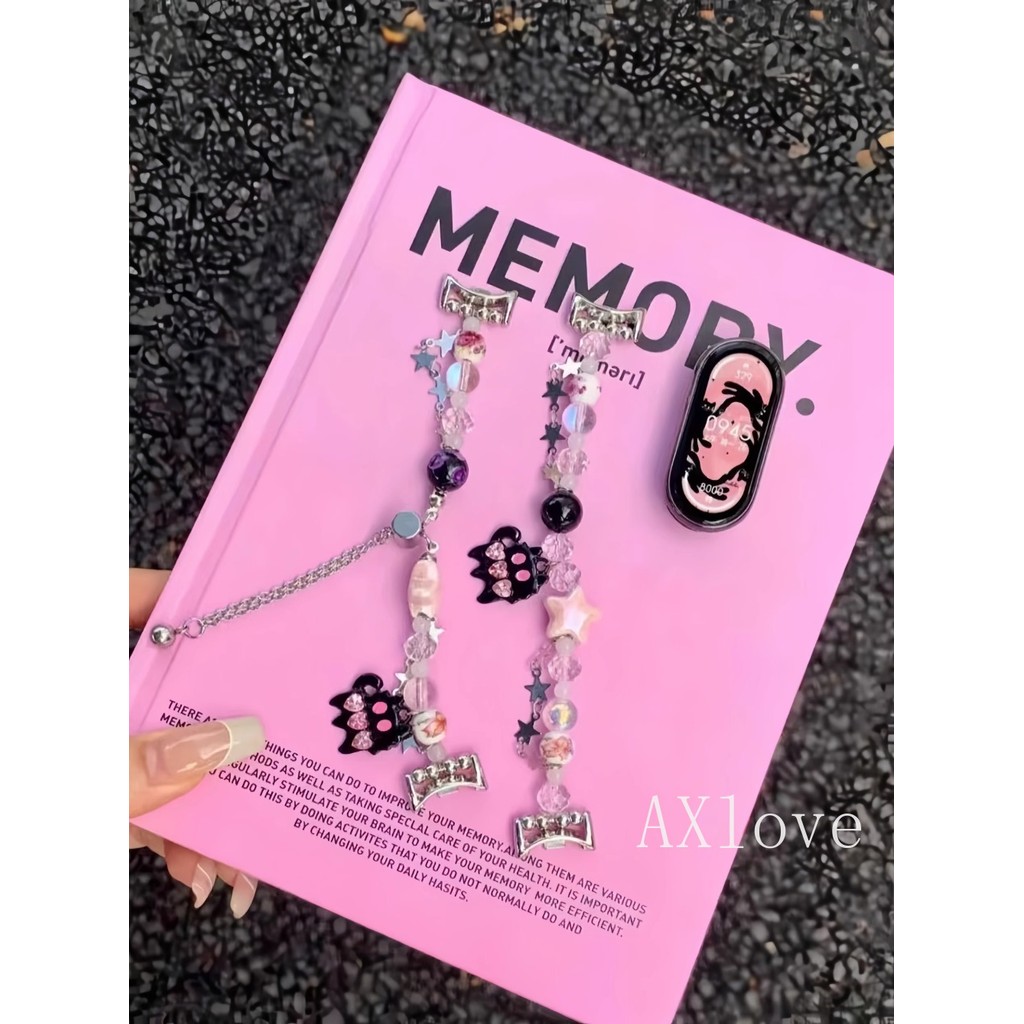 สร้อยข้อมือสําหรับ Mi Band 8 9 7 Pro 6 5 4 3 สําหรับ Xiaomi Band 9 8 Active สายรัดข้อมือเครื่องประดับลูกปัดคริสตัล Agate น่ารัก Charms - รูปที่ 5