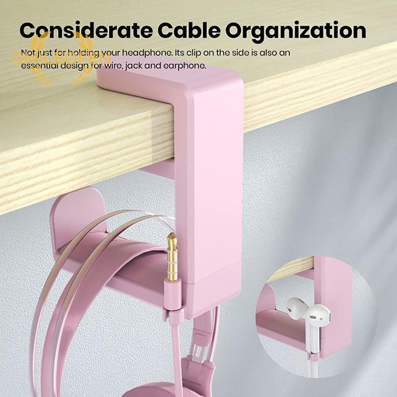 [Smileofen] 360° หมุนหูฟังยืนสก์ท็อปชุดหูฟังผู้ถือพีซีเล่นเกมชุดหูฟังโต๊ะแขวนตะขอสําหรับหูฟังควบคุมใหม่