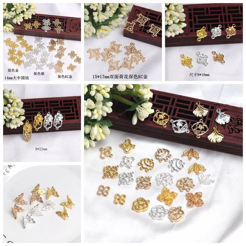 แท็กพู่โลหะที่เก็บสี ตัวเชื่อมสองรู อุปกรณ์เสริม DIY ทำมือ สไตล์โบราณ วัสดุสำหรับทำกิ๊บ