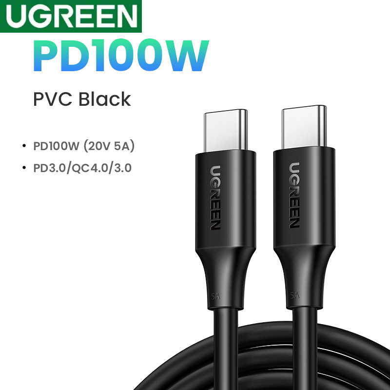 Ugreen สาย Type C 5A 100W สาย Usb C ถึง Usb C สําหรับ iPad Pro สายชาร์จเร็ว