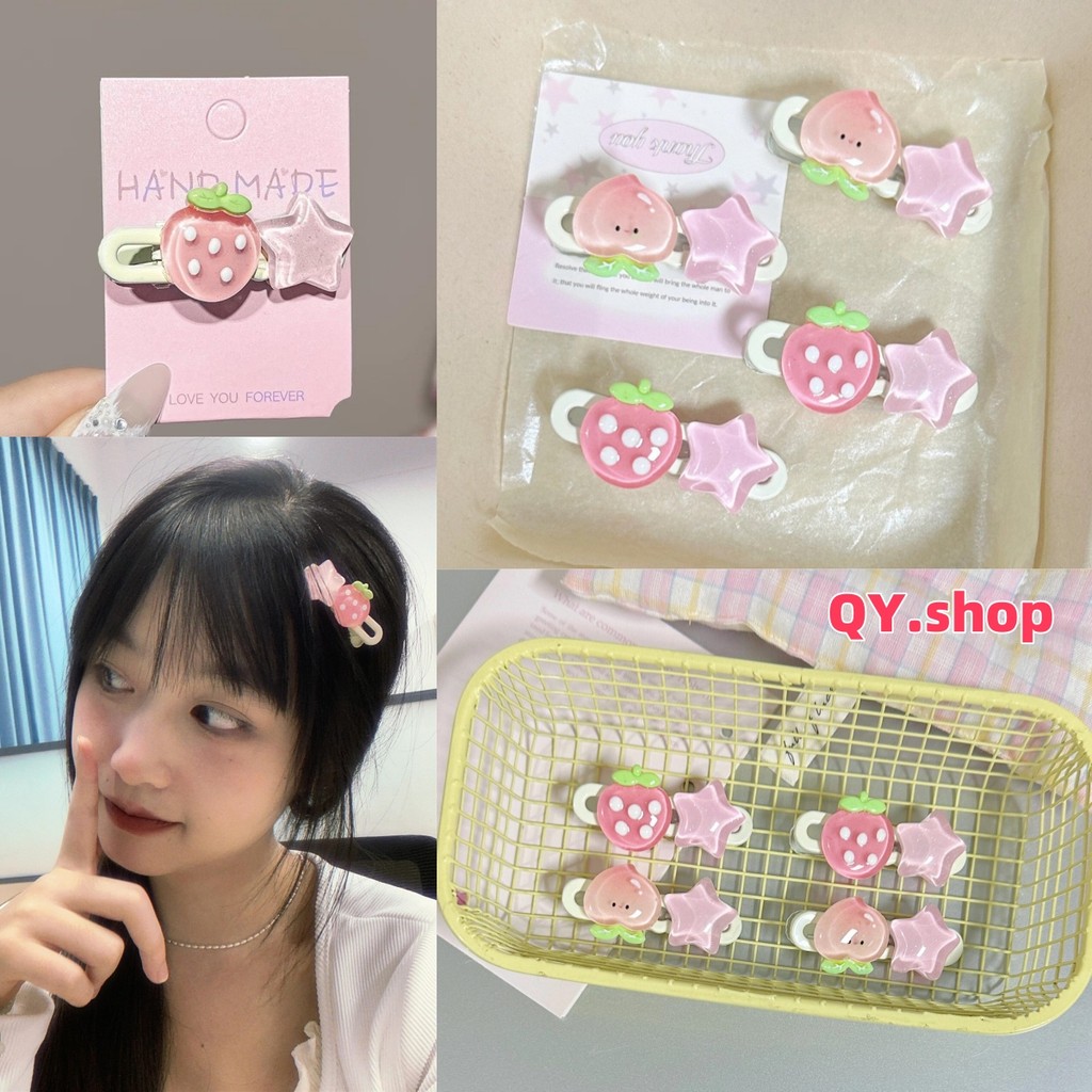 QY.Shop⭐️สินค้าราคาพิเศษ⭐️ กิ๊ฟติดผม ลายน่ารัก สีชมพูพาสเทล สไตล์เกาหลีผลไม้น่ารัก "VO-13"