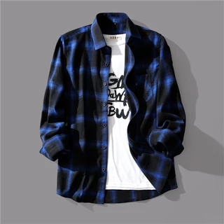 [จัดส่งในท้องถิ่น] MAI เสื้อแจ็คเก็ตแขนยาว เวอร์ชันเกาหลี หลวม ลายสก๊อต อเนกประสงค์ ฤดูใบไม้ร่วง แฟชั่น All-match