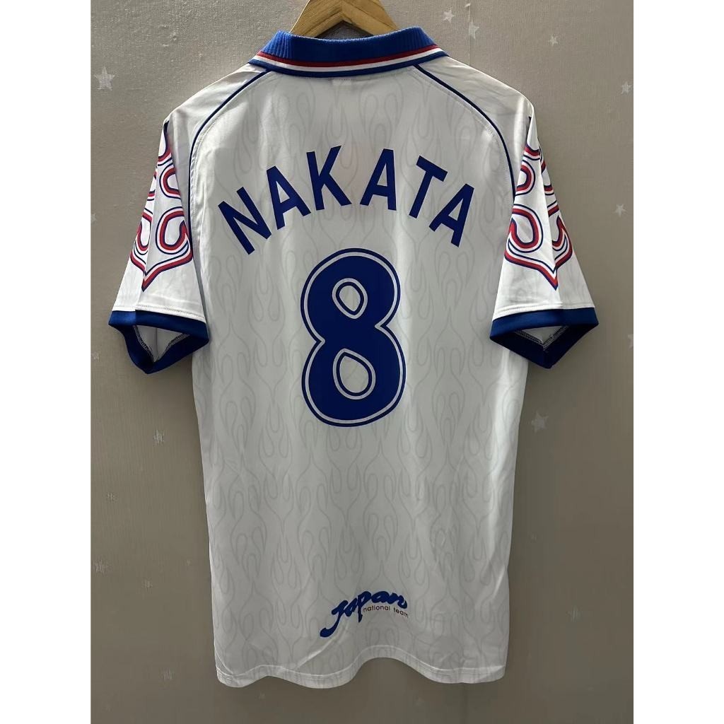 เสื้อกีฬาแขนสั้น ลายทีมชาติฟุตบอล NAKATA NAKAYAMA 1998 ชุดเยือน คุณภาพสูง สไตล์ญี่ปุ่นเรโทร