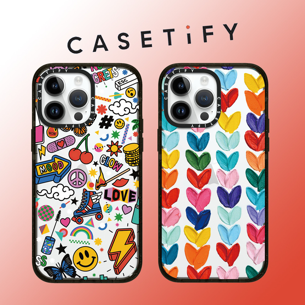 Casetify เคสโทรศัพท์มือถืออะคริลิคใส แบบนิ่ม ลายกราฟฟิตี้หน้ายิ้ม กันกระแทก สําหรับ iPhone 15 Pro Max 14 Plus 13 ProMax 12 12Pro 11