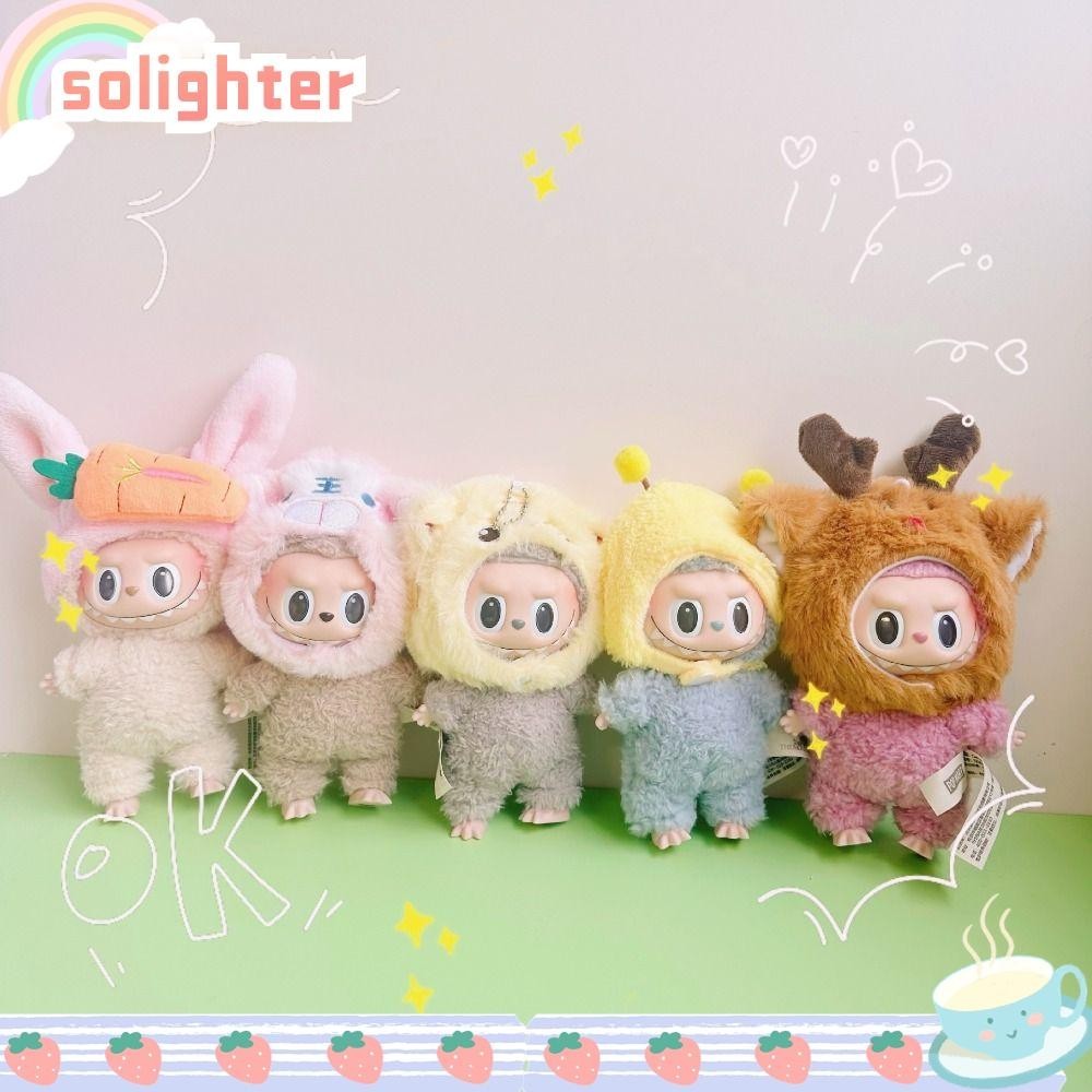 Solighter ผ้าคลุมหัวตุ๊กตา Labubu ผ้าฝ้าย ทนทาน หลายสี อุปกรณ์เสริม สําหรับตุ๊กตาลาบูบู 17 ซม.