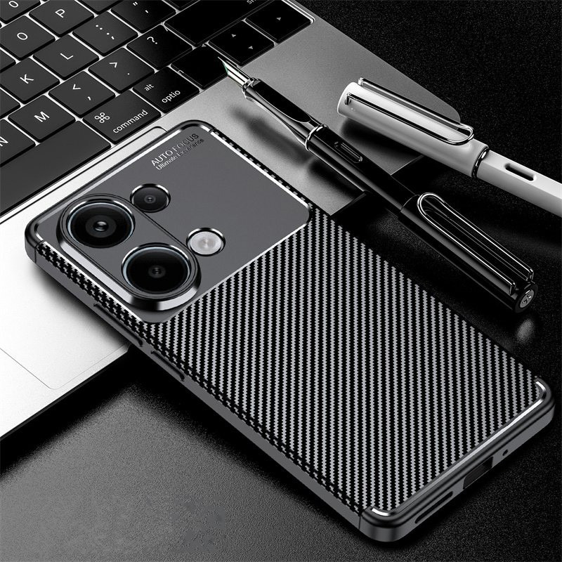 สําหรับ Xiaomi Poco M6 Pro 4G Slim กันกระแทกหรูหราธุรกิจคาร ์ บอนไฟเบอร ์ Case Cover