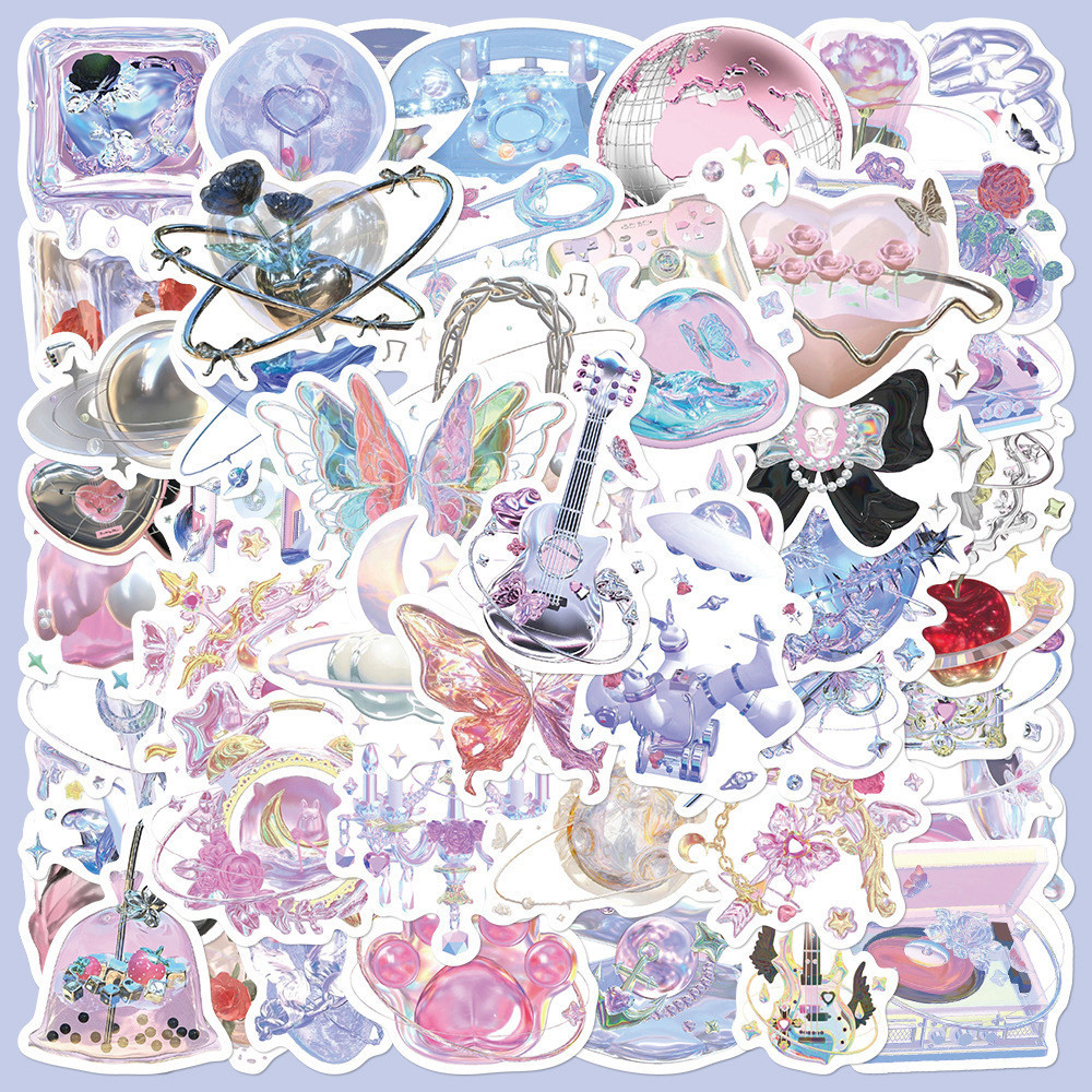 ❉ Nordic . Baby Pink & Purple . Silver Color Styles Art Series 01 Stickers ❉ 50Pcs/Set DIY Fashion Waterproof Decals Doodle Stickers