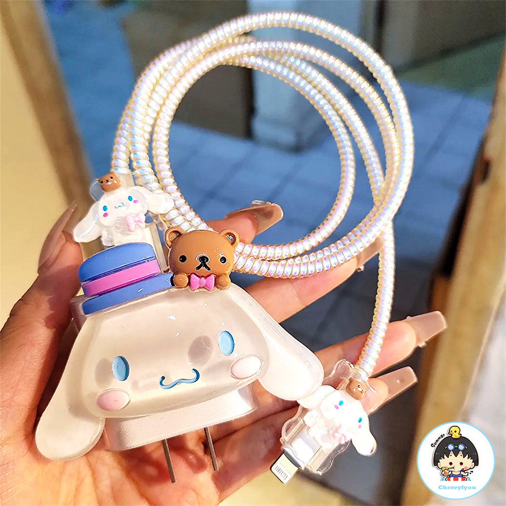 เคสเกลียวถนอมสายชาร์จ USB ลายการ์ตูน Cinnamoroll น่ารัก สําหรับ Iphone 18 20W