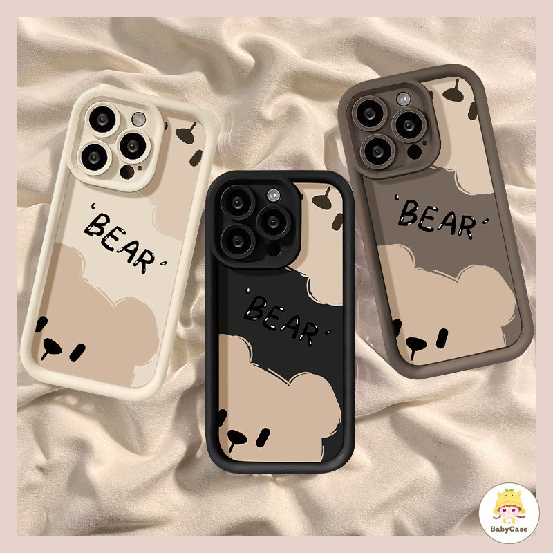 เคสนิ่มลายการ์ตูนหมีน่ารักภาษาอังกฤษสำหรับ iPhone 15 11 12 14 13 Pro Max 7Plus XR 15 8 6 7 6sPlus XS X Max 8Plus SE