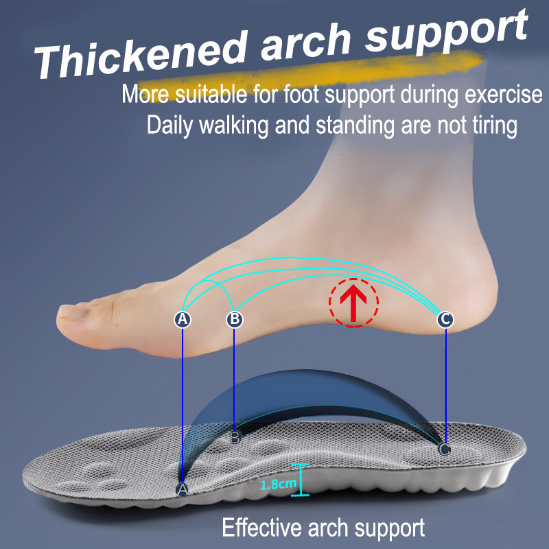 ความยืดหยุ่นสูง Latex Sport Insoles แผ่นรองเท้านุ่ม Arch สนับสนุน Orthotic Insoles Breathable ระงับกลิ่นกาย Shock Absorption Cushion