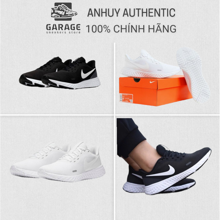 [ของแท้ 100%] Nike Revolution 5 รองเท้าผ้าใบ สีดํา สีขาว สําหรับผู้ชาย ผู้หญิง -bq3204-002