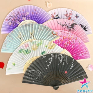 ZXF พัดผ้าไหม สไตล์จีน พับได้ folding fan