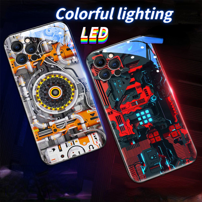 เคสโทรศัพท์มือถือ LED เรืองแสง หลากสี สําหรับ iPhone 15 15Promax 15plus 15pro 14Promax 14pro 14 13Promax 13 13pro 12ProMax 12pro 11ProMax 11pro