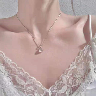 สร้อยคอ จี้หินตาแมว ดวงจันทร์ สีขาว หรูหรา สําหรับเด็กผู้หญิง