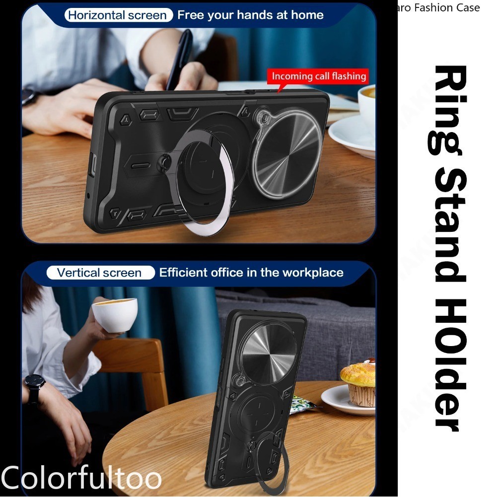 Realme 14X สไลด์ Push ดึงเลนส์กล้องป้องกันเคสโทรศัพท์สําหรับRealme 13 12 Pro Plus 12Pro + 13 + 12 + Realme13Pro 5Gผู้ถือแหวนแม่เหล็กวงเล็บเกราะกันกระแทกปลอกปกหลัง - รูปที่ 3