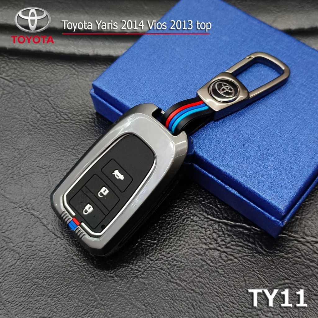 เคสกุญแจ ปลอกกุญแจรถยนต์ สำหรับ Toyota Yaris 2014 Vios 2013 Top แบบ3ปุ่ม งานเคสกุญแจโลหะ