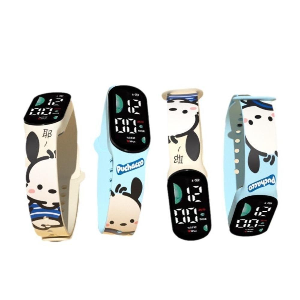 Wttle LED นาฬิกาดิจิตอล,การ์ตูน Sanrio เด็กกีฬานาฬิกา,กลางแจ้ง Kuromi Cinnamoroll กันน้ํา Pochacco นาฬิกาข้อมืออิเล็กทรอนิกส์เด็กชายหญิงของขวัญ