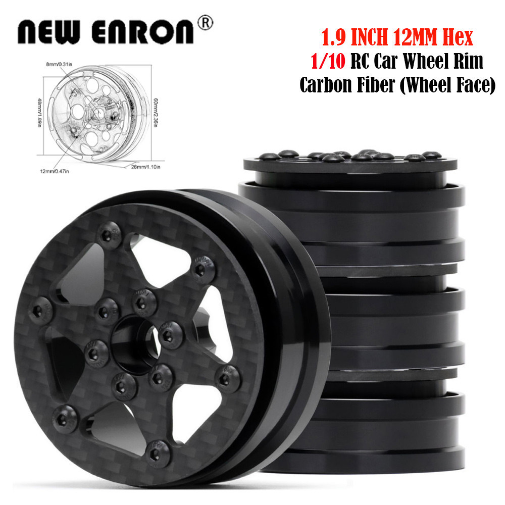 4 PC 6-Stars Beadlock 1.9 "ดุมล้อ Offset + 0.35 มม.คาร์บอนไฟเบอร์สําหรับรถยนต์ RC 1/10 VS4-10 AXI030