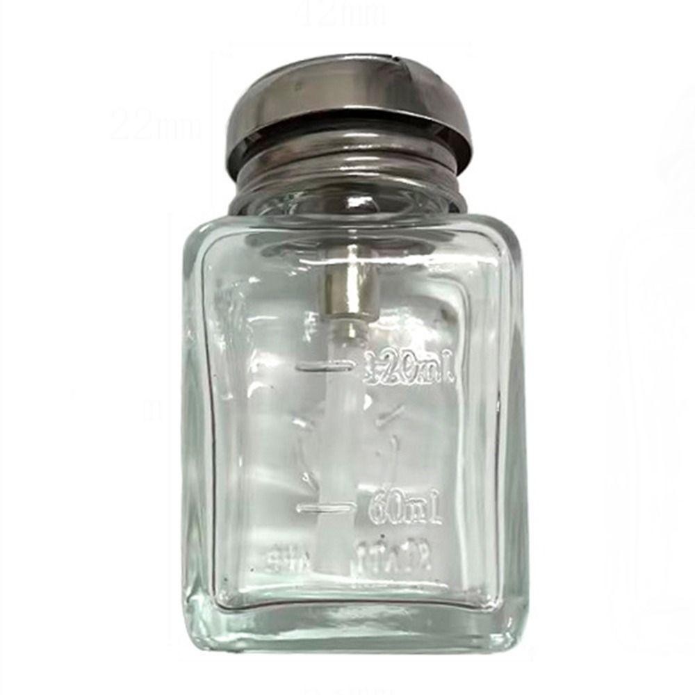 Desmond Push Down ปั ๊ ม Dispenser , Clear Square Clear Refillable Bottle , คอนเทนเนอร ์ เครื ่ องสําอางแก ้ ว 180ml/120ml Thicken Liquid ปั ๊ มขวด Facial Toner