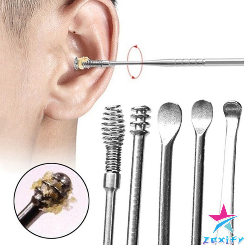 ZXF ชุดไม้แคะหู พร้อมกล่องใส่ คุณภาพดี วัสดุสเตนเลส ขนาดสามารถพกพา Ear picking set